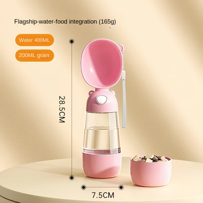 Portable outdoor Pet Water Bottle With Food Dispenser