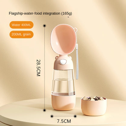 Portable outdoor Pet Water Bottle With Food Dispenser